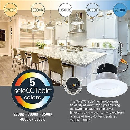 HALO LT 4 inch LED recessed Can Light Trim, 5 CCT, Dimmable, 700lm
