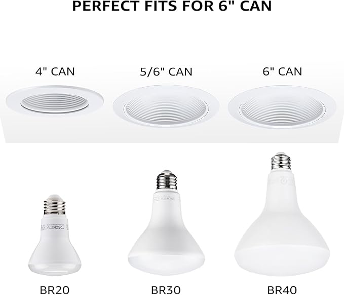 TORCHSTAR BR40 LED Light Bulbs, Indoor Flood Light Bulbs, Dimmable, 4000K Cool White, 100W Equivalent 17W, 1400lm, E26 Base, Recessed Can Light, Flicker-Free, UL Listed, Pack of 4