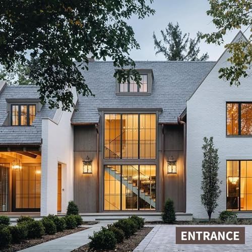 Darkaway Outdoor Wall Light Fixture,14.57inch Large Outside Porch Lights Wall Mounted Amber Ripple Glass Modern Exterior Waterproof Wall Sconce Lighting for House Front Door Garage