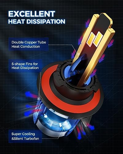 Marsauto H13/9008 Bulbs, 60,000LM 1200% Ultra Bright, Plug and Play IP68 Waterproof Off-Road Lights, IP68 Waterproof, Pack of 2