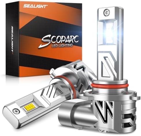 SEALIGHT HB4/9006 LED Bulb, 900% Super Bright, 6500K White Light, Real 1:1 Size, Plug and Play, IP68 Waterproof, 2 Pack