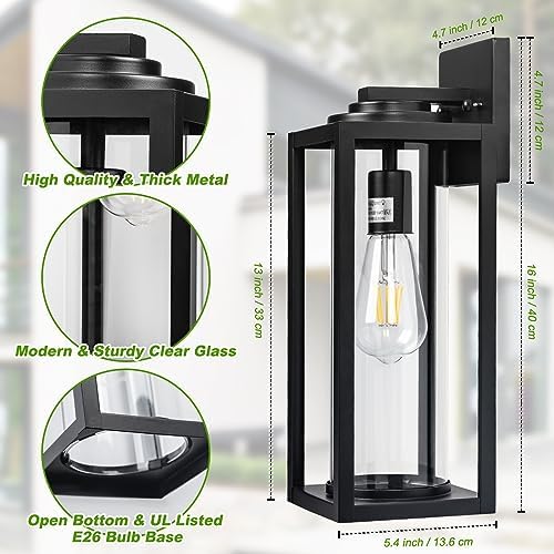 FILIYANO Large Outdoor Wall Lights, 16 Inch,Modern Exterior Fixtures,2 Pack