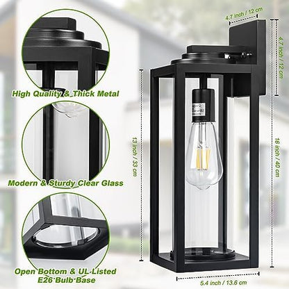 FILIYANO Large Outdoor Wall Lights, 16 Inch,Modern Exterior Fixtures,2 Pack