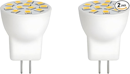 MR8 LED Light Bulbs 2W 12V Gu4.0 Bi-pin LED Bulbs Warm White 2700K-3000K for Outdoor Low Voltage Landscape Lighting and Tree Lights 2W Pack of 2