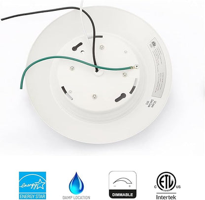 20 Packs 4 Inch LED Low Profile Recessed & Surface Mount Disk Light, Round, 10W, >600 Lumens, 3000K Warm White, CRI80, DOB Design, Dimmable, ETL Listed, White