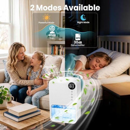 Dehumidifier,128oz Visible Water Tank 1000 sq.ft Dehumidifier for Home – Quiet Portable Unit with 24-Hour Timer, Auto Shut-off, Sleep Mode & 7-Color Night Light for Bathroom, Bedroom, Basement, RV