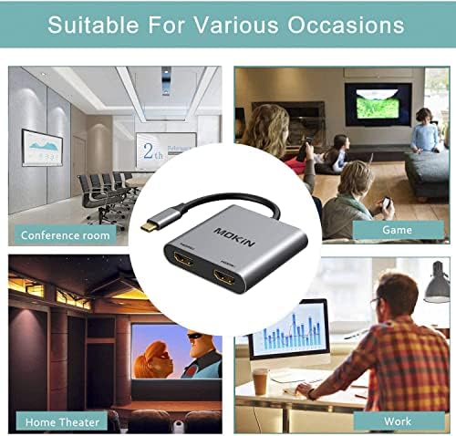 USB C Docking Station USB Type C to Dual Monitor HDMI Adapter 4K@60HZ for MacBook Pro 2020-2016,MacBook Air 2020-2018,Chromebook Pixel,LenovoYoga 720/730,Surface Book 2 etc