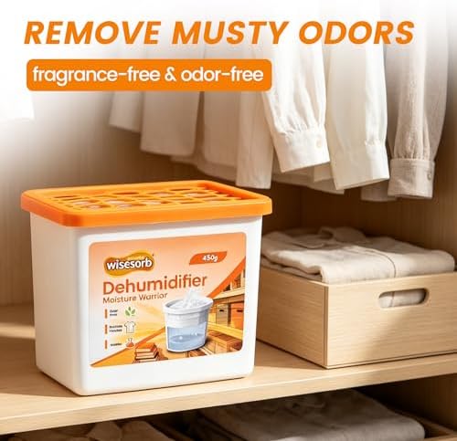 Wisesorb 6 Packs 450g Moisture Absorbers, Dehumidifier with Fragrance Free & Portable Humidity Absorber Boxes for Bathroom (with Fragrance Free, 6x 16oz)