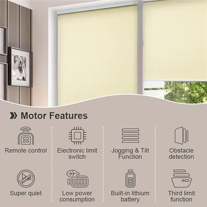 Rechargeable Roller Shade Motor with Remote, Type-C Charging 2800mAh Battery for 1.5” Tube (38mm), Wireless Electric Blind Drive Retrofit Kit, Quiet Operation (1.1N.m Torque 30rpm/min)