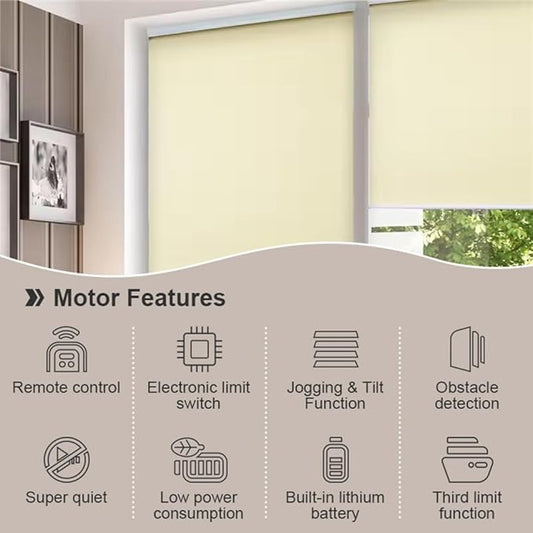Rechargeable Roller Shade Motor with Remote, Type-C Charging 2800mAh Battery for 1.5” Tube (38mm), Wireless Electric Blind Drive Retrofit Kit, Quiet Operation (1.1N.m Torque 30rpm/min)