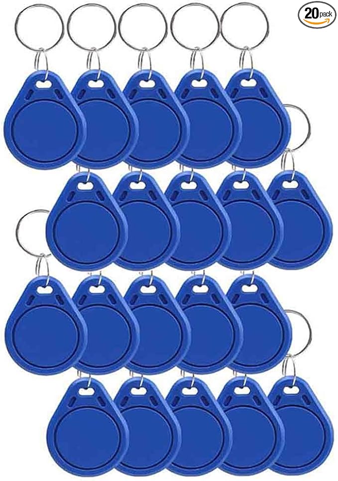 13.56MHz RFID TT Lock Key Fob Proximity IC Card ISO14443A Token Tag for Electronic Smart Door Lock, Compatible with Classic 1K Card M1, Read Only (Blue) (20)