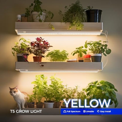 Barrina T5 Grow Lights, Yellow, 2ft 40W (4 x 10W), Full Spectrum, 4 Packs