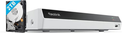REOLINK 4K PoE Security Camera System, IP Outdoor Cameras 4X Duo 2 PoE with 1x RLN8-410 White (Built-in 2TB HDD) Video Recorder