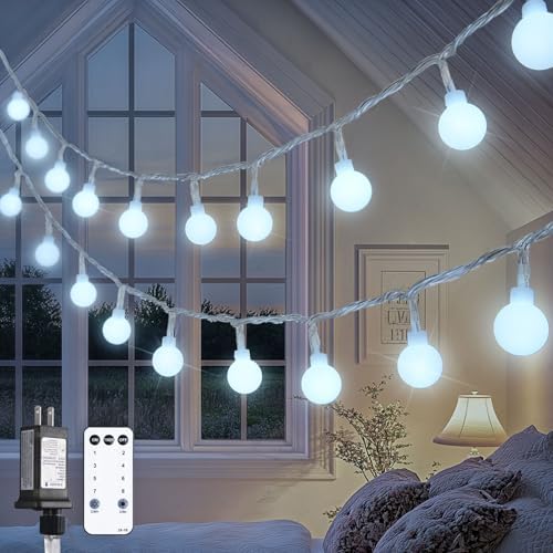 JMEXSUSS 100ft 200 LED White Globe String Lights Indoor Outdoor Waterproof