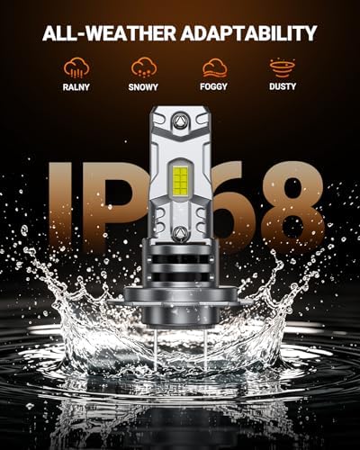 SEALIGHT H7 Light Bulb, 1:1 Real Size, 1200% Super Bright 6500K Cool White LED Bulbs, 3Mins Easy Plug-N-Play, IP68 Waterproof, Pack of 2