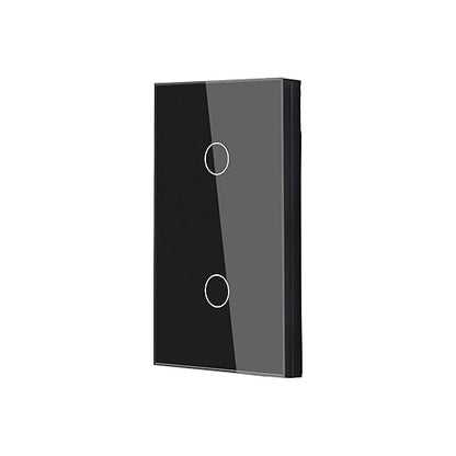 Smart Switch 118X72X34MM Neutral/No Neutral Wire Required, 2.4GHz Wi-Fi,Compatible with Alexa and Google Home 220V, Black 2 Gang 1 Pack