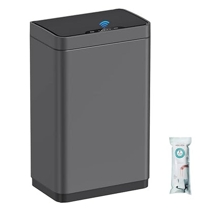 Mbillion Automatic Trash Can - 15 Gallon Motion Sensor Stainless Steel Smart Trash Can With Lid Rectangular Touchless Garbage Can for Kitchen, Bedroom, Home Office - Dark Gray