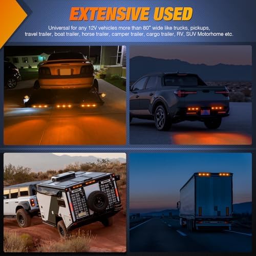 Nilight 14.2" 9 LED Trailer Light Bar Amber Clearance Marker Rear Lights