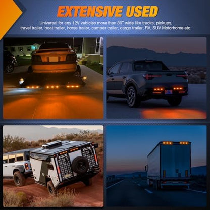 Nilight 14.2" 9 LED Trailer Light Bar Amber Clearance Marker Rear Lights