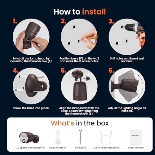 USB Rechargeable Motion Sensor Light Outdoor, 4000mAh Built-in Battery 600 Lumen Spotlight, IP65 Waterproof Cordless Wall Light for Porch Garage House