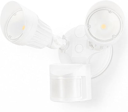 LEONLITE COB LED Security Light, Motion Sensor Outdoor Lights, Dusk to Dawn, 100-277V, ETL Listed, Adjustable Heads, Motion Detector Flood Light, Aluminum, IP65 Waterproof, 5000K Daylight, White