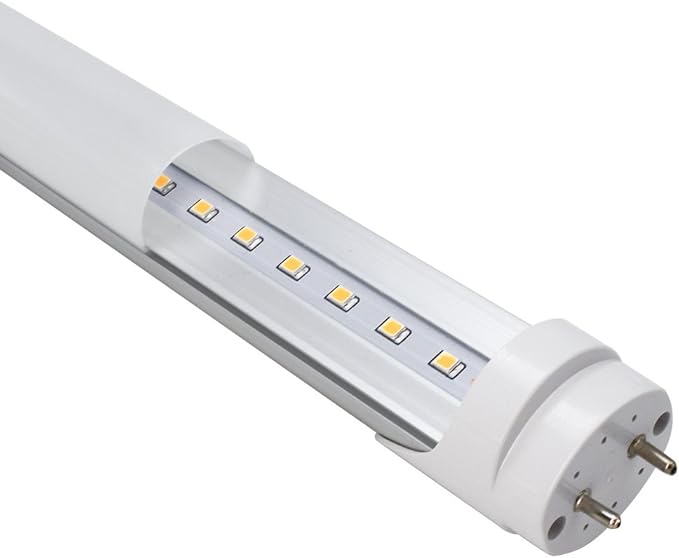LightingWill LED T8 Light Tube 4FT, Warm White 3000K-3500K, Dual-End Powered Ballast Bypass, 2000Lumen 18W (40W Equivalent Fluorescent Replacement), Frosted Cover, AC85-265V Lighting Fixture, 4 Pack