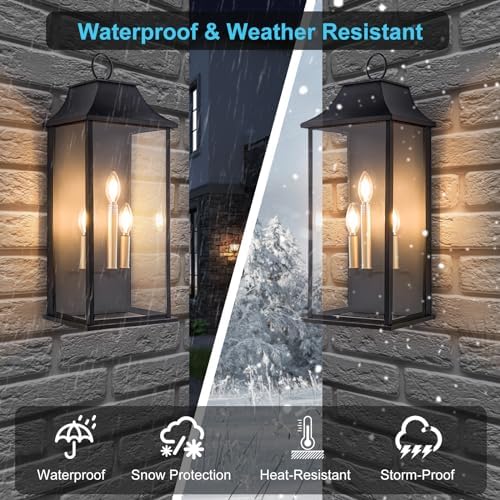 Dusk to Dawn Outdoor Wall Light, Black, 25.3" Exerior Lamp