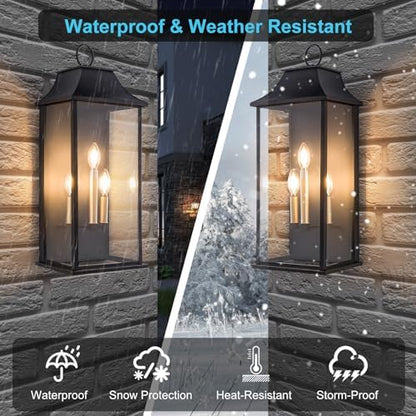 Dusk to Dawn Outdoor Wall Light, Black, 25.3" Exerior Lamp