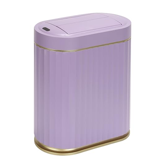 SYNCVIBE Bathroom Trash Can with Butterfly Lid 2 Gallon Sensor Trash can, IPX5 Waterproof Garbage Can Bathroom Decor, Automatic Trash Bin, Under-Counter Wastebasket for Bedroom, Living Room, Purple