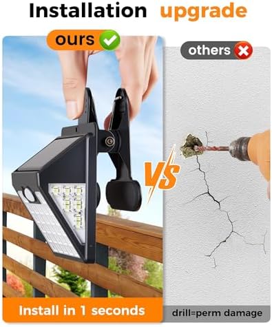 Clip On Solar Lights Outdoor, 72LED 600LM Motion Sensor Fence Lights