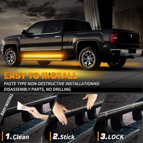 XRIDONSEN 2PCS 60 inch Running Board Strobe Lights Amber Emergency Lights