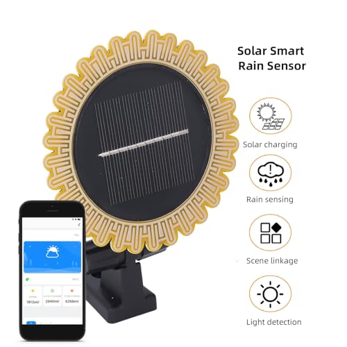 Smart Rain Sensor, Wireless Outdoor with Solar Charging, Real Time Weather Monitoring Water Detection for Home Automation and Tuya ZigBee App