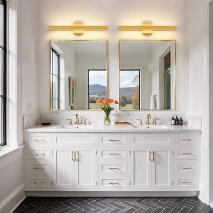 Gold Bathroom Vanity Light - 24 Inch 20W Dimmable 5CCT LED Bathroom Light Fixtures Over Mirror, Modern Vanity Light Bar for Bathroom Mirror Cabinets Bedroom