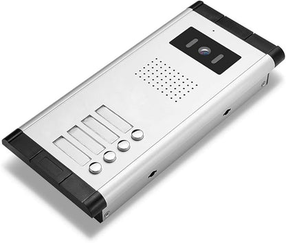 Apartment Video Intercom System, 4 Household Video Doorbell Kits, Wired 7 Inches Monitor, IR Outdoor Camera Support Monitoring, ID Unlock, 2 Way Intercom, 1- Camera and 4-Screen