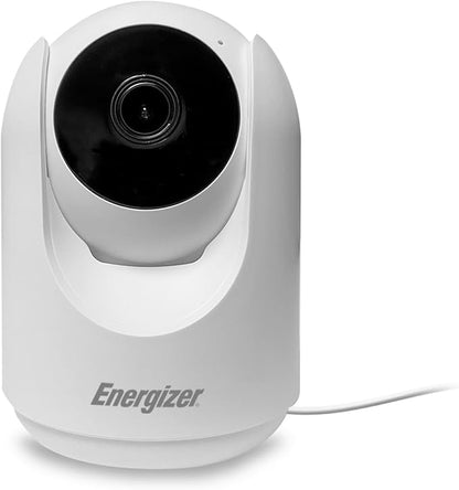 Energizer Smart 1080p Indoor Pan & Tilt Wired Camera, Motion Tracking, Two-Way Conversation, Night Vision, Instant Notifications, Works with Google Home and Alexa, Night Vision, White
