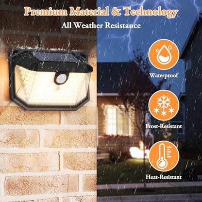 Brightever Solar Outdoor Lights, 4-Pack 178 LEDs Motion Sensor Wall Light with 270° Wide Angle & 3 Modes, Waterproof 3000K Solar Powered Security Light for Patio Garden Garage Front Door