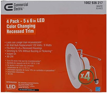 Commercial Electric 5/6 in White Integrated LED Energy Star Color Changing Recessed Trim Downlight 8 Pack…