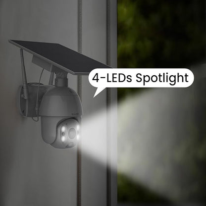 SOLIOM Solar Powered Security Camera Outdoor Wireless, 360 Pan Tilt WiFi Camera with Color Night Vision, PIR Human Detection, 2-Way Talk, Cloud Storage, No Monthly Fee, Compatible with Alexa