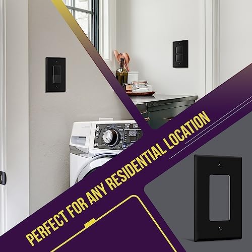 ENERLITES 1-Gang Black Mid-Size Decorator Switch Outlet Wall Plate, 10 Pack