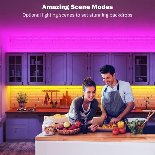 Leeleberd 50ft Led Strip Lights, Music Sync Color Changing Led Light Strips, App Control and Remote, Led Lights for Bedroom Living Room Party Home Decoration