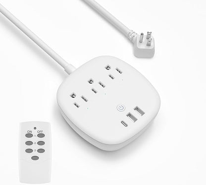 BN-LINK Remote Control Surge Protected Power Strip with 3 Individually Controlled Outlets, PD 20W Fast Charging USB-C, 3.9 FT Plug Extension Cord, 3 always-on USB Ports, Desk USB Charging Station, ETL