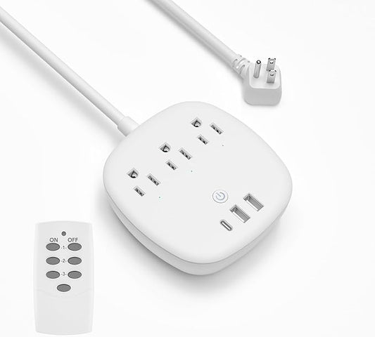 BN-LINK Remote Control Surge Protected Power Strip with 3 Individually Controlled Outlets, PD 20W Fast Charging USB-C, 3.9 FT Plug Extension Cord, 3 always-on USB Ports, Desk USB Charging Station, ETL