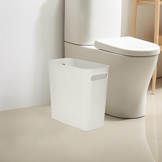 Versatile 1.8 Gallon Plastic Trash Can - The Compact Bin for Bathroom, Kitchen, or Home Office - White