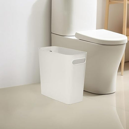Versatile 1.8 Gallon Plastic Trash Can - The Compact Bin for Bathroom, Kitchen, or Home Office - White