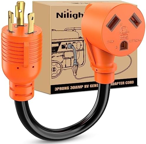 Nilight 30 Amp to 30 Amp RV Generator Adapter Cord ETL Listed L5-30P TT-30R
