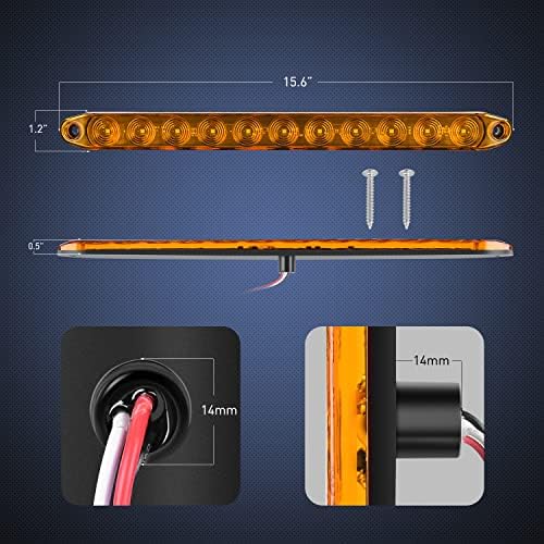 Nilight 16" Trailer Marker ID Bar 2PCS 11 LED Amber Turn Signals Tail Light