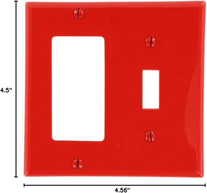 Leviton 2-Gang 1-Toggle 1-Decora/GFCI Device Combination Wallplate, 80707-R, Red