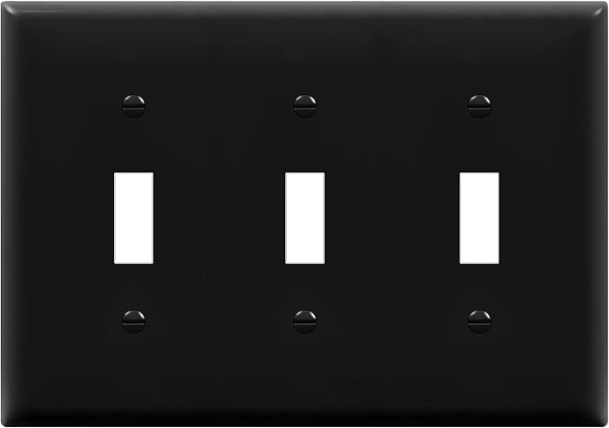 ENERLITES Triple Light Wall, Toggle Switch Plate, Gloss Finish, 3-Gang Standard Size 4.50" x 6.38", Unbreakable Polycarbonate Thermoplastic, UL Listed, 8813-BK, Black