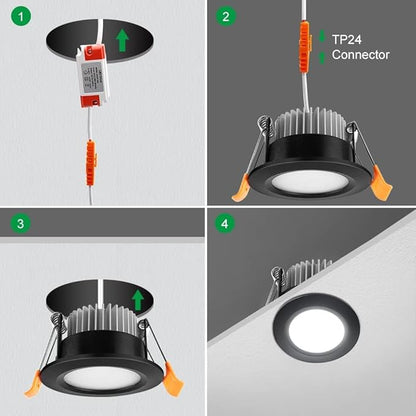 YGS-Tech Smart 3 Inch LED Recessed Lighting RGB WiFi Downlight, 5W Compatible with Alexa and Google Home, Dimmable RGB & CCT 2700-6500K Color Changing, 120V Ceiling Light with LED Driver (4 Pack)