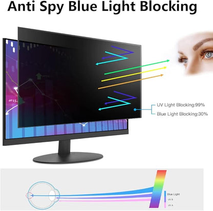 FILMEXT 2 Pack 23.8 inch Computer Privacy Screen Filter, Removable Computer Privacy Shield 23.8" for 16:9 All-in-One Desktop/Frameless PC,Computer Bubble Free Anti-Spy Blue Light Filter